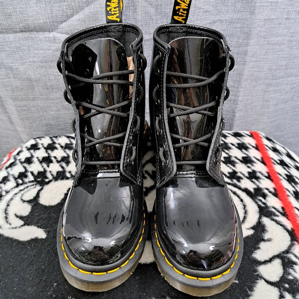 %Dr. Martens Women 11821 Combat Boots Sz 6 Black / D7 - Picture 3 of 9
